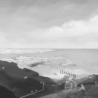 [Fig. 05: View from the cape of the Adriatic Sea towards Trieste and its harbour] 